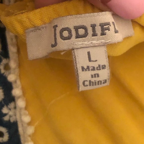 yellow/blue mini dress with tassel bottom - Picture 4 of 4